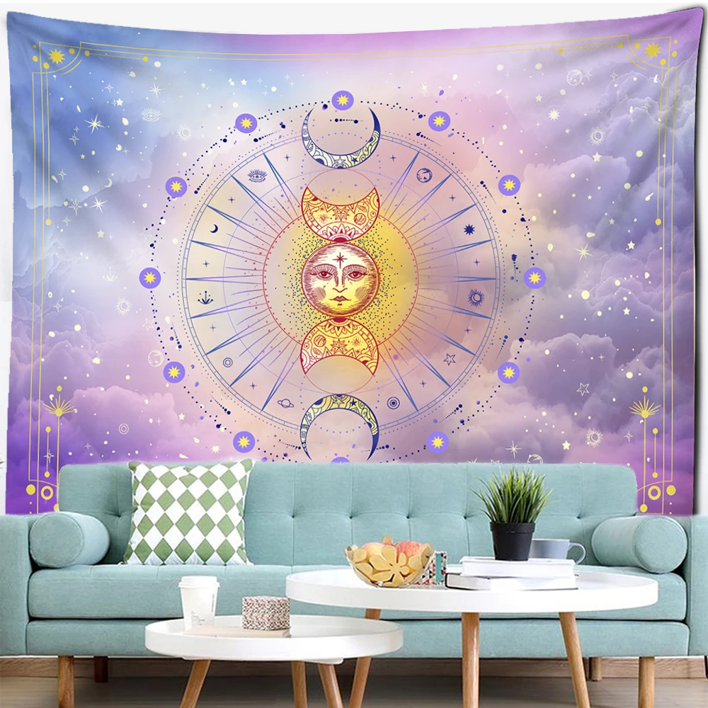 

Pink Sun And Moon Tapestry Wall Hanging Abstract Art Hippie Tapiz Witchcraft Mysterious Dormitory Home Decor