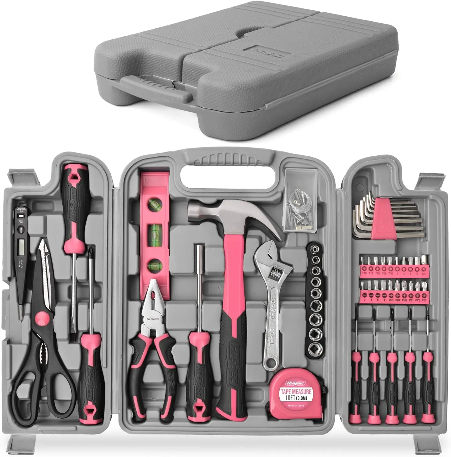 

Hi-Spec 54 Φ стандартная фотография с ящиком для хранения, розовый женский базовый набор инструментов для самостоятельного ремонта для женщин Ho