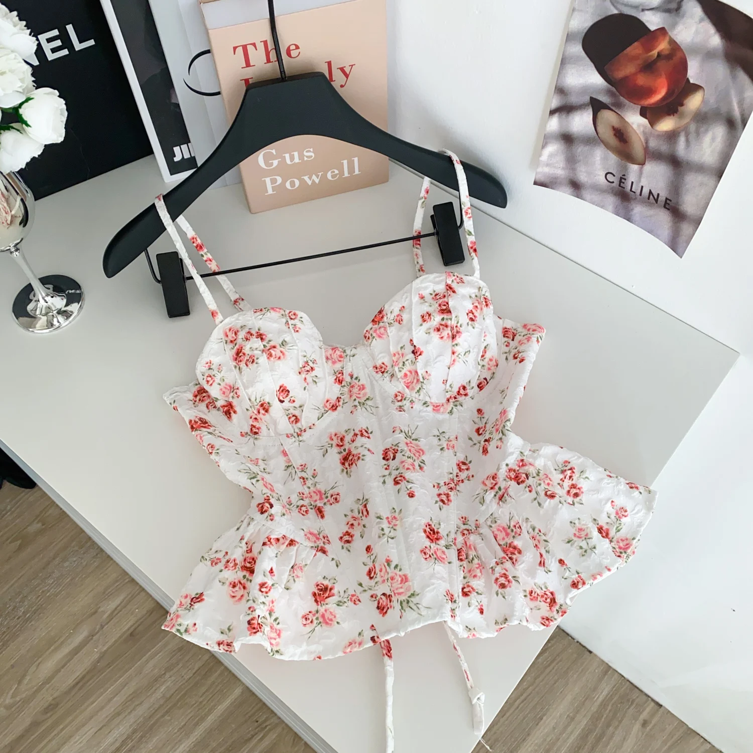 Sexy Slim Corset ruffle print Chic Korean Camis Tank Top Basic Fashion Off Shoulder Summer Women Clothing 42 S281ab18990fa409fbcf0d74e37fe8006u