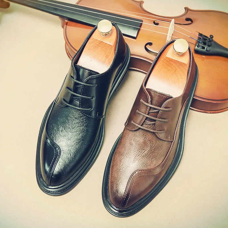 

Мужские классические туфли золотистого цвета, коричневые оксфорды, модные кожаные деловые туфли на плоской подошве, повседневные туфли, броги, Мокасины,
