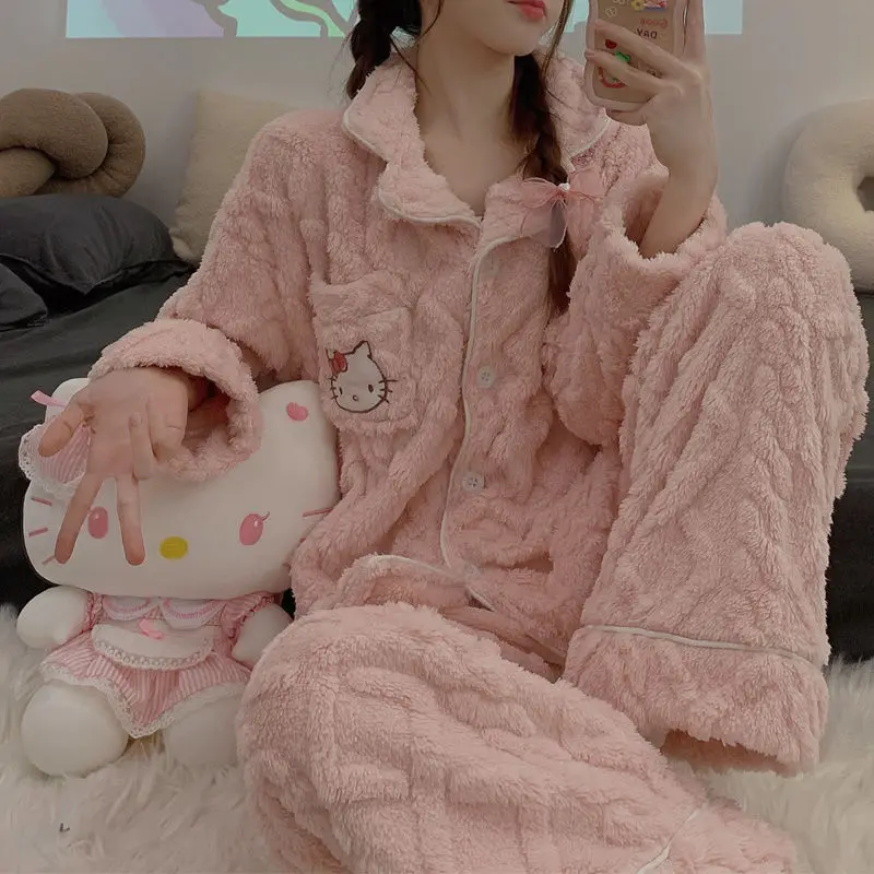 Hello Kitty Pochacco Kuromi New Sanrio Kawaii Anime Sleepwear Coral Velvet Thick Warm Cartoon Cute Set Student Sweet Home Wear
Hello Kitty Pochacco Kuromi New Sanrio Kawaii Anime Sleepwear Coral Velvet Thick Warm Cartoon Cute Set Student Sweet Home Wear