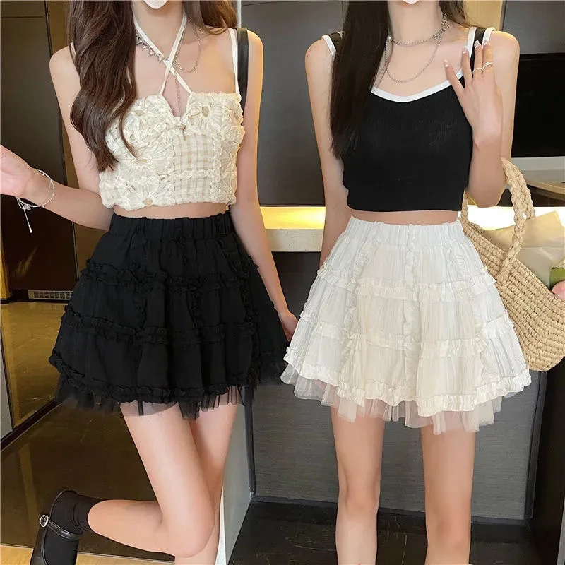 Mini Tulle Short Skirts Lady Ruffles Solid Elastic Waist Sweet Preppy Style Korean Fashion A Line Casual Harajuku Summer
Mini Tulle Short Skirts Lady Ruffles Solid Elastic Waist Sweet Preppy Style Korean Fashion A Line Casual Harajuku Summer