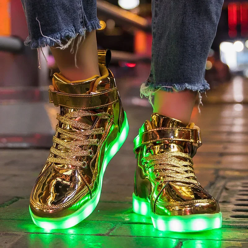 

Дизайнерские светящиеся кроссовки 25-47 с USB-зарядкой, Детские и взрослые ботильоны, светодиодная Повседневная светящаяся фотообувь для мальчиков, девочек, мужчин и женщин