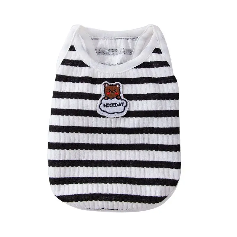 

Summer Dog Clothes Puppy Woven Striped Bear Vest Teddy Small and Medium-sized Dog Suspender Breathable Dog Clothing DripShipping