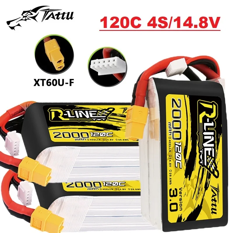 

TATTU R-LINE 3.0 2000mAh 120C 14.8V Lipo Battery For RC Helicopter Quadcopter FPV Racing Drone Parts With XT60 Plug 4S Battery