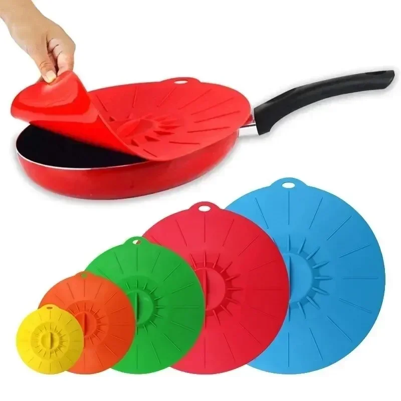 

5pcs Silicone Food Fresh Cover Universal Microwave Bowl Cover Reusable Easy Vacuum Seal Stretch Pot Caps Cooking Kitchen Gadgets