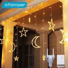 xflamper 3.5M 138 LED Star Moon Curtain String Lights with 8 Modes IP44 Ramadan Wedding Party Home Decorations 
xflamper 3.5M 138 LED Star Moon Curtain String Lights with 8 Modes IP44 Ramadan Wedding Party Home Decorations