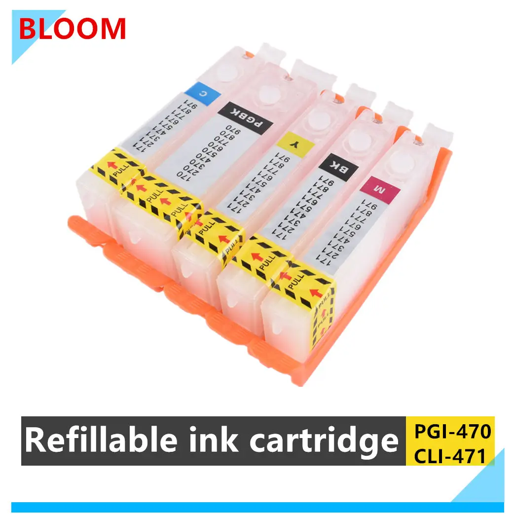 

PGI-470 PGBK 470 471 CLI-471 refillable ink cartridge with auto reset chip For canon PIXMA MG6840 MG5740 TS5040 TS6040 printer