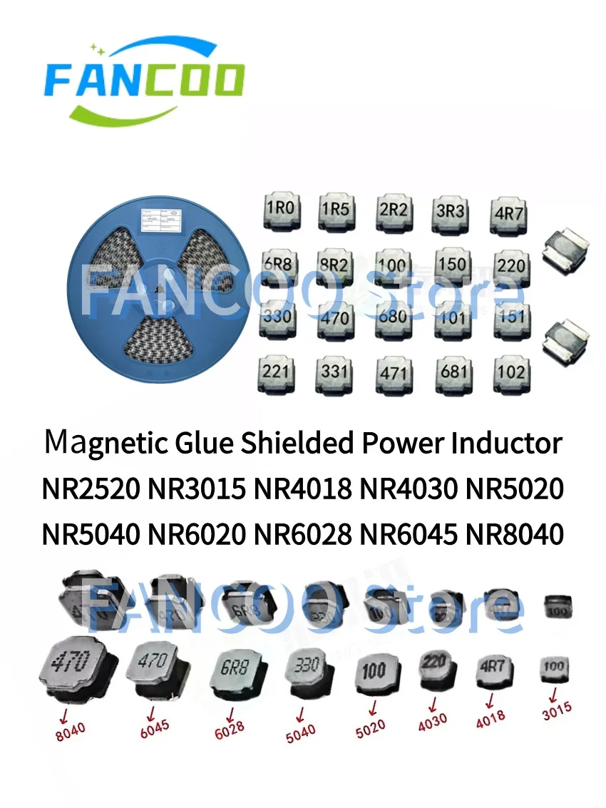 

100pcs NR Shielded Power NR5020 NR5040 NR6020 NR6028 NR6045 NR 1/1.5/2.2 MH 4.7 10 15 22 33 UH 47UH 680UH 100UH 150UH 220UH