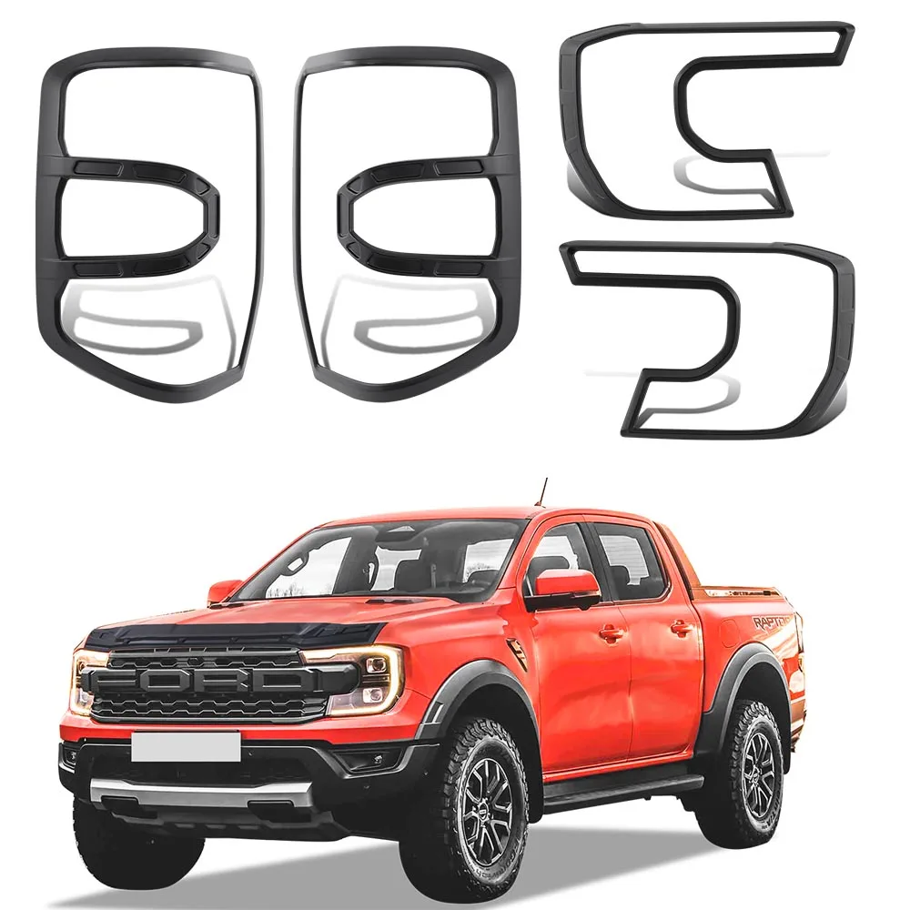 

Tail Lights Taillights Cover Head Light Lamp Cover Guard Trim Matte Black For Ford Ranger Raptor 2023 2024 Next Gen Accessories