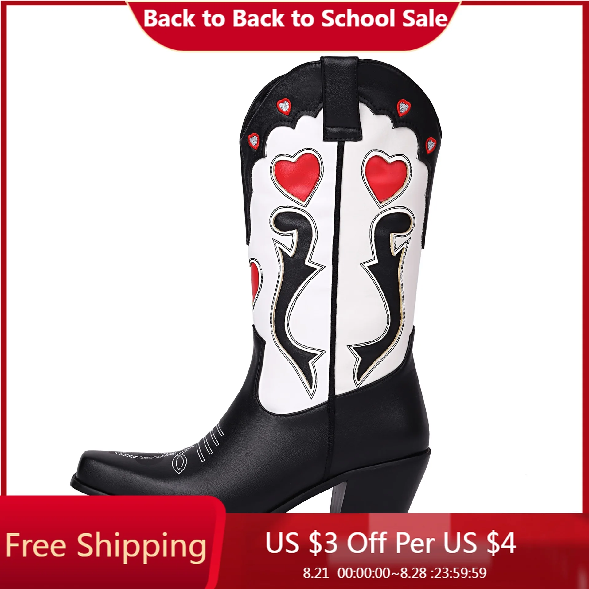 Heart Shaped Embroidered Fashion Western Boots with Square Head Cone Shaped Thick Heels Sewing Women's Mid-Calf Boots
Heart Shaped Embroidered Fashion Western Boots with Square Head Cone Shaped Thick Heels Sewing Women's Mid-Calf Boots