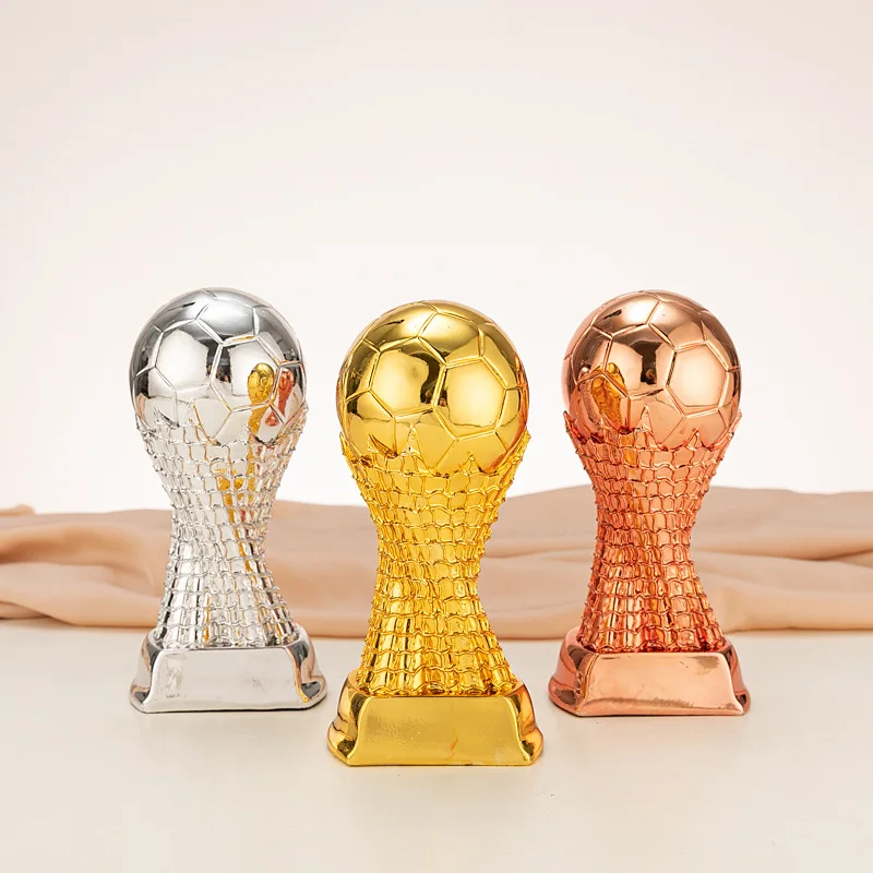 

Trumpet Championship Season Football Tournament Trophy Resin Crafts Gold, Silver and Bronze Trophy Printing Player MVP
