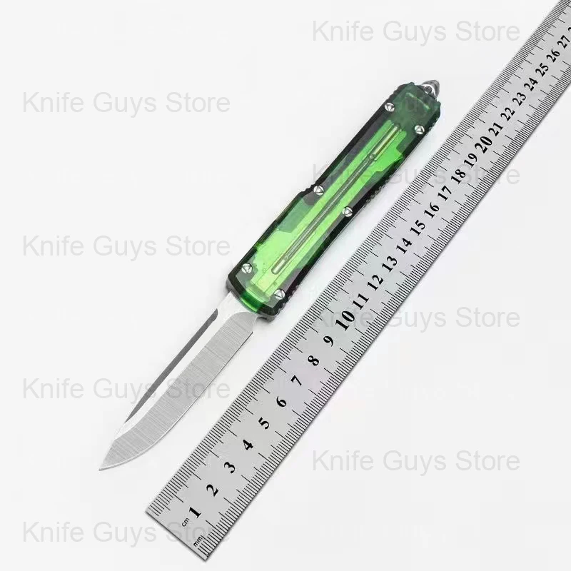 Micro OTF Tech Knife UT85 Series D2 Steel Green Transparent Aluminum Alloy+ Transparent Acrylic Handle Self Defense Pocket Knife 
Micro OTF Tech Knife UT85 Series D2 Steel Green Transparent Aluminum Alloy+ Transparent Acrylic Handle Self Defense Pocket Knife