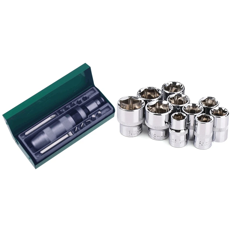 13 Sets Broken Screw Extractor,Industrial Grade Percussion Impact Screwdriver Set & 10Pc 3/8 Inch Short Long Socket Set
13 Sets Broken Screw Extractor,Industrial Grade Percussion Impact Screwdriver Set & 10Pc 3/8 Inch Short Long Socket Set
