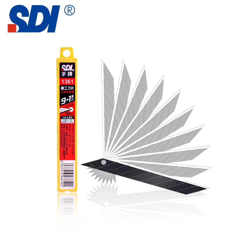 

SDI 1361 10PCS Spare Blade 9mm 30° Angle SK2 Carbon Steel Replacement Blades for Utility Knife Cutting Wallpaper Plastic Film