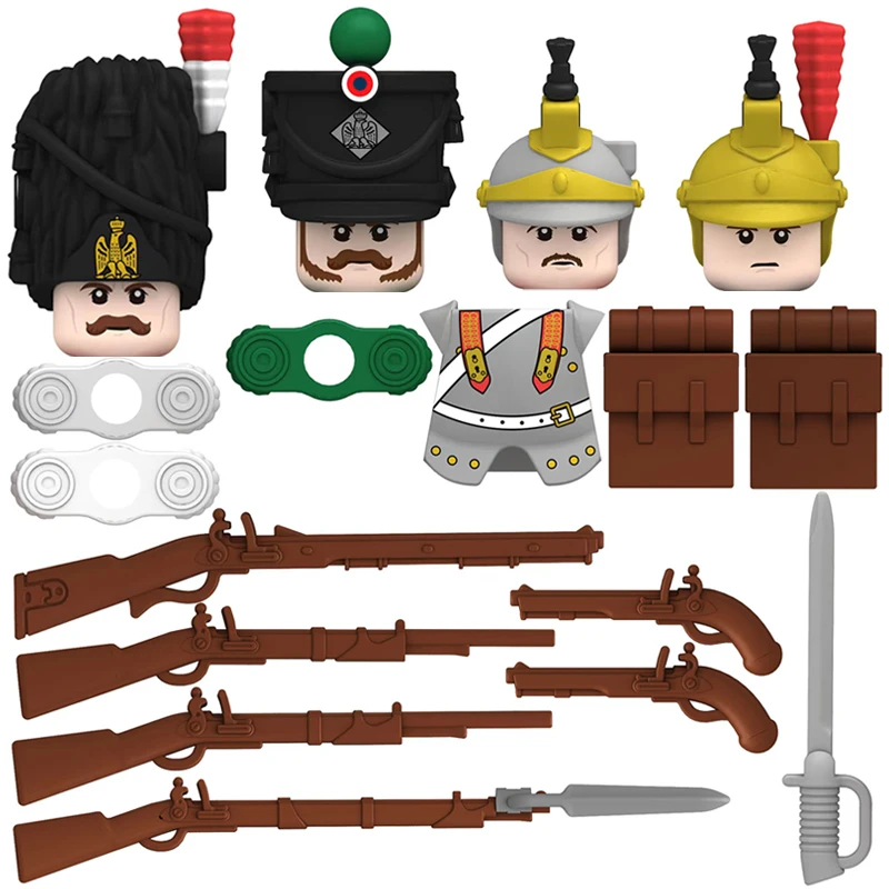 

Napoleonic Wars Grenadier Cuirasier Dragoon Infantry Building Blocks Action Figures Accessories Head Armor Kids Toys N009-012