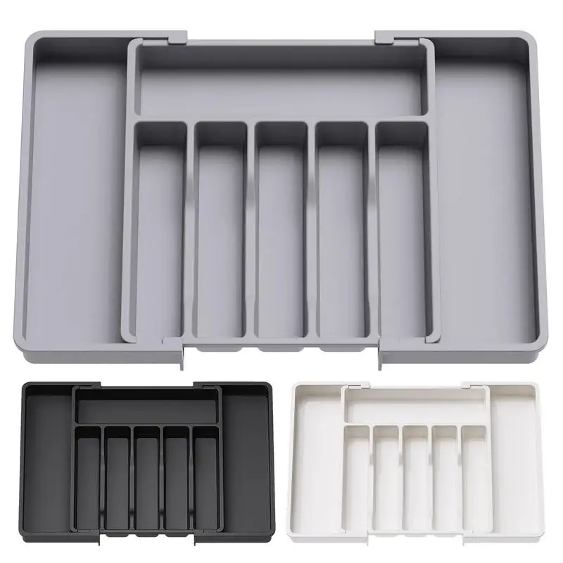 

Silverware Storage Box Expandable Utensil Tray Drawer Organizer Adjustable Cutlery Holder for Kitchen Drawers Silverware Trays