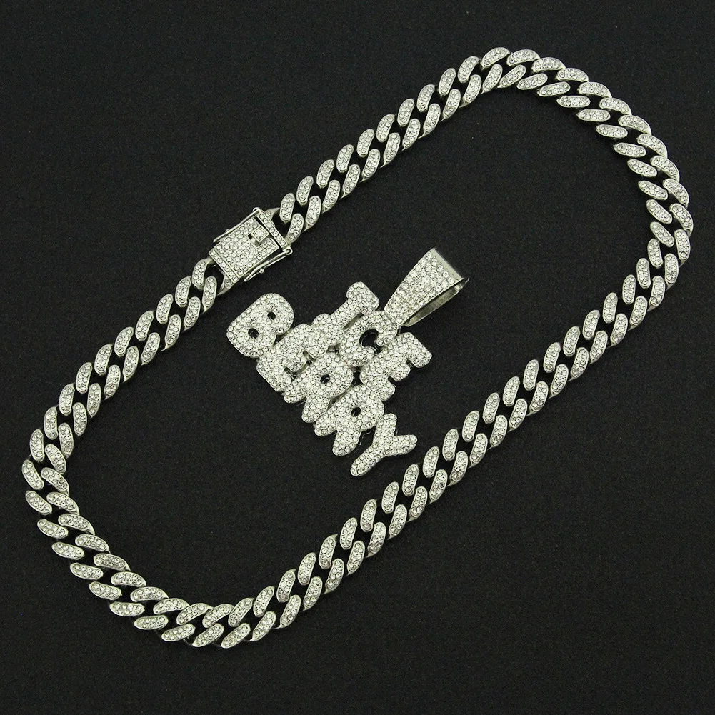 Hip Hop Iced Out Cuban Chains Bling Diamond Letter ICE BERRY Pendant Mens Necklace Miami Gold Chain Charm Jewelry for Men Choker
Hip Hop Iced Out Cuban Chains Bling Diamond Letter ICE BERRY Pendant Mens Necklace Miami Gold Chain Charm Jewelry for Men Choker
