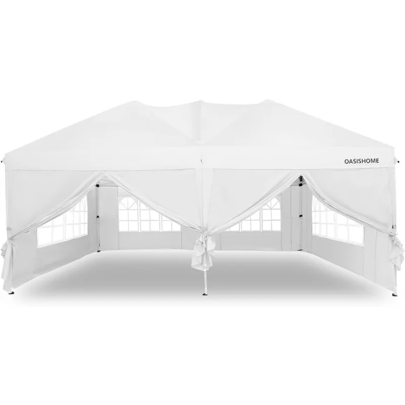 

Pop-up Gazebo Instant Portable Canopy Tent 10'x20', with 6 Removable Sidewalls,Windows, Stakes,Ropes,Carrying Bag (10x20, White)