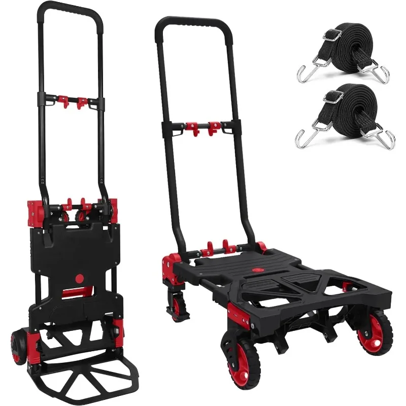 Oyoest Folding Hand Truck 330lbs Capacity Heavy Duty Dolly Cart with 2 Elastic Bungee Rope,4 Rubber Wheels,Retractable Handle
Oyoest Folding Hand Truck 330lbs Capacity Heavy Duty Dolly Cart with 2 Elastic Bungee Rope,4 Rubber Wheels,Retractable Handle