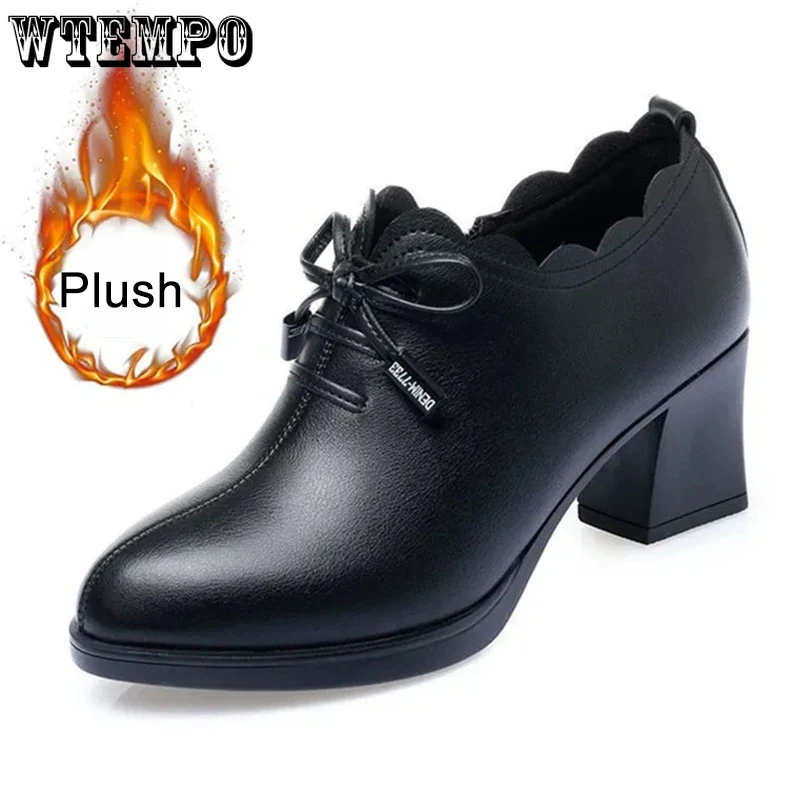 WTEMPO осень-зима черные теплые плюшевые мягкие кожаные туфли-лодочки женские модные новые на среднем толстом каблуке Нескользящие повседневные универсальные туфли из искусственной кожи с бантом
WTEMPO осень-зима черные теплые плюшевые мягкие кожаные туфли-лодочки женские модные новые на среднем толстом каблуке Нескользящие повседневные универсальные туфли из искусственной кожи с бантом