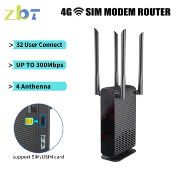 ZBT 3G 4G 라우터 와이파이 1200M 300M EC200AEUHA LTE 모뎀, WAN 2 * LAN 내장 SIM 카드, 고이득 안테나 핫스팟, 가정용 인터넷 액세스