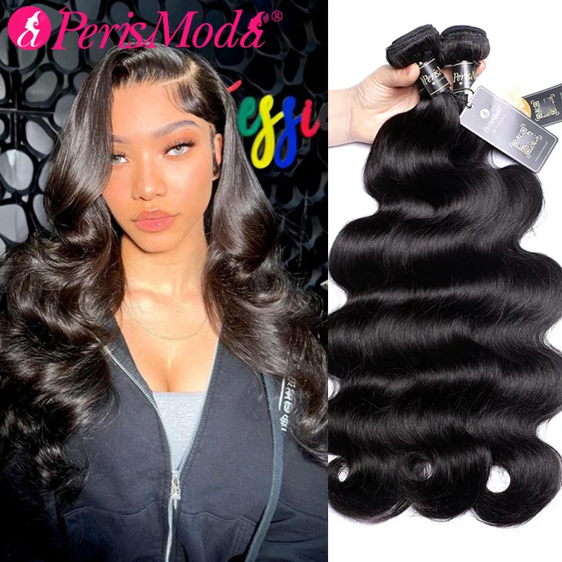 

PerisModa 15A Body Wave Bundles 100% Human Hair Bundles Brazilian Weaving 3/4 Pcs Glueless Weave 30 Inch Natural Hair Extensions