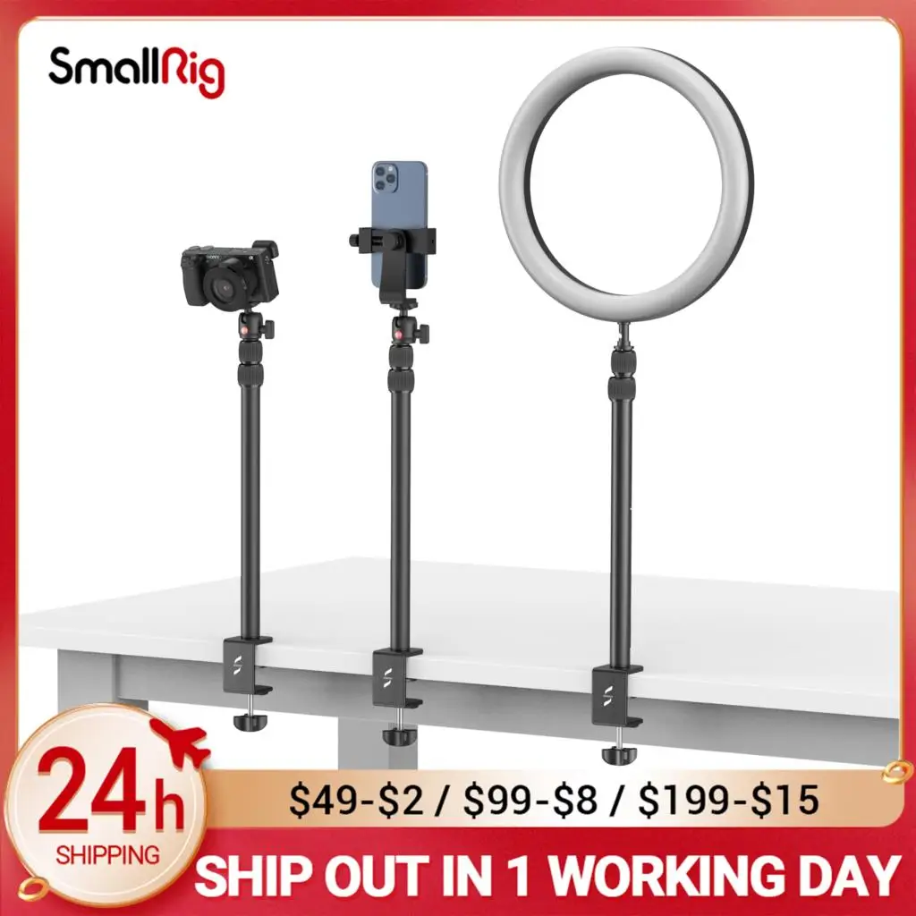 SmallRig Camera Desk Mount Table Stand with 1/4"Ball Head13"-35.4" Adjustable Light Stand Tabletop Clamp for DSL Camera 3488
SmallRig Camera Desk Mount Table Stand with 1/4"Ball Head13"-35.4" Adjustable Light Stand Tabletop Clamp for DSL Camera 3488
