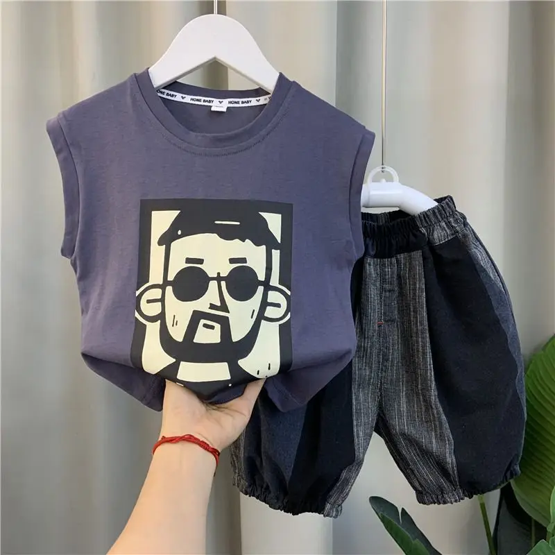 Boys Short Clothes Suit Children's Fashion Printed Sleeveless Short Sleeve + Sports Shorts 2 Piece Set 3-10Y
Boys Short Clothes Suit Children's Fashion Printed Sleeveless Short Sleeve + Sports Shorts 2 Piece Set 3-10Y