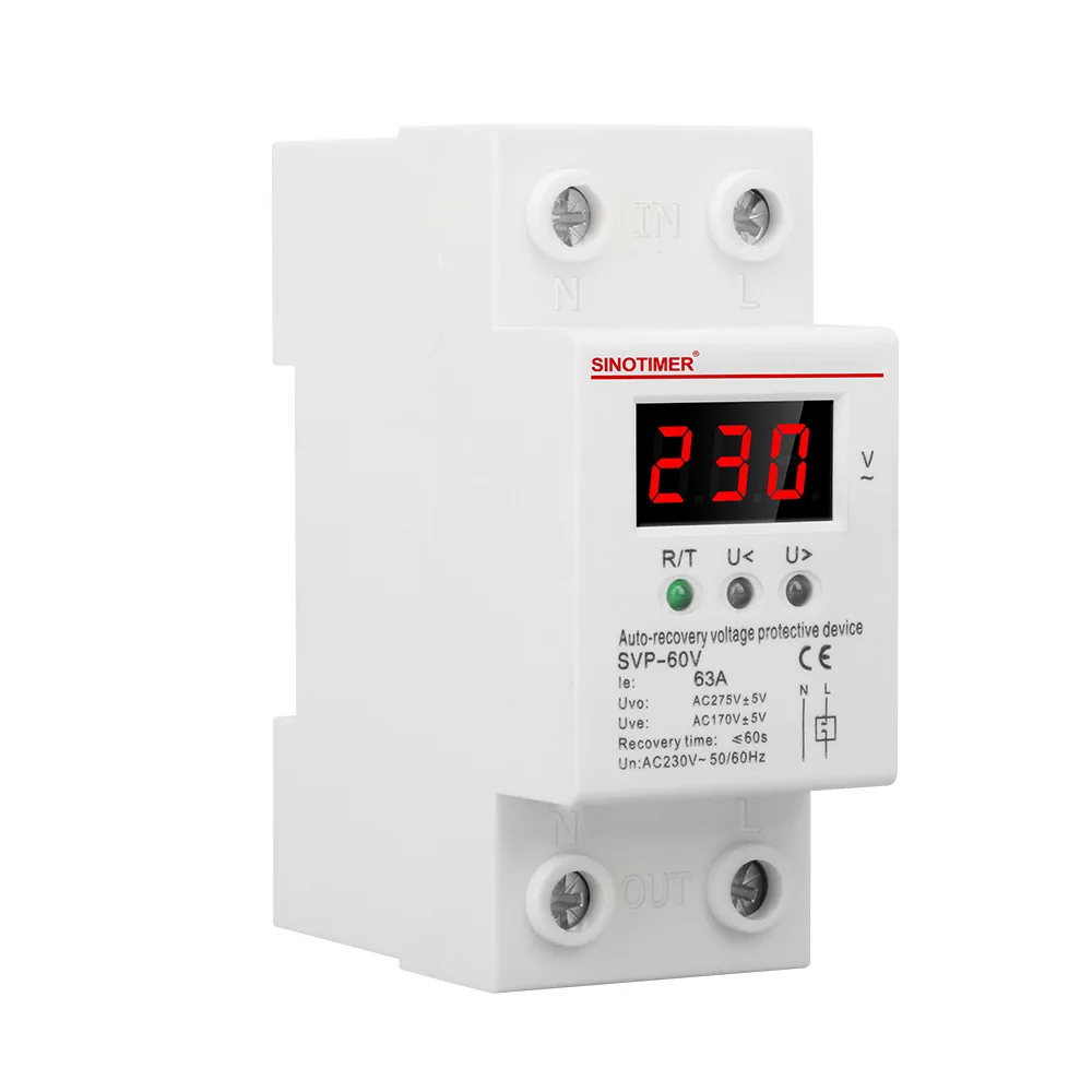 

Single-phase LED Display Adjust Voltage Relay Control Over Under Voltage Protector Device 220V 63A 40A Cut Off Power Regulator