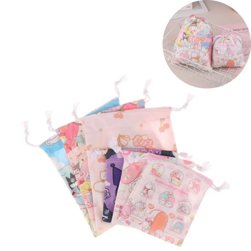 

Sanrio семейная мультяшная тканевая сумка на шнурке, женская косметичка, Портативная сумка для стирки