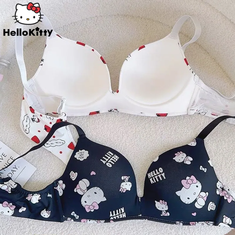 Sanrio Hello Kitty Underwear 2 Pcs Set Women's Thin Style No Steel Ring Triangle Cup Cute Cartoon Sweet American Bra Set
Sanrio Hello Kitty Underwear 2 Pcs Set Women's Thin Style No Steel Ring Triangle Cup Cute Cartoon Sweet American Bra Set