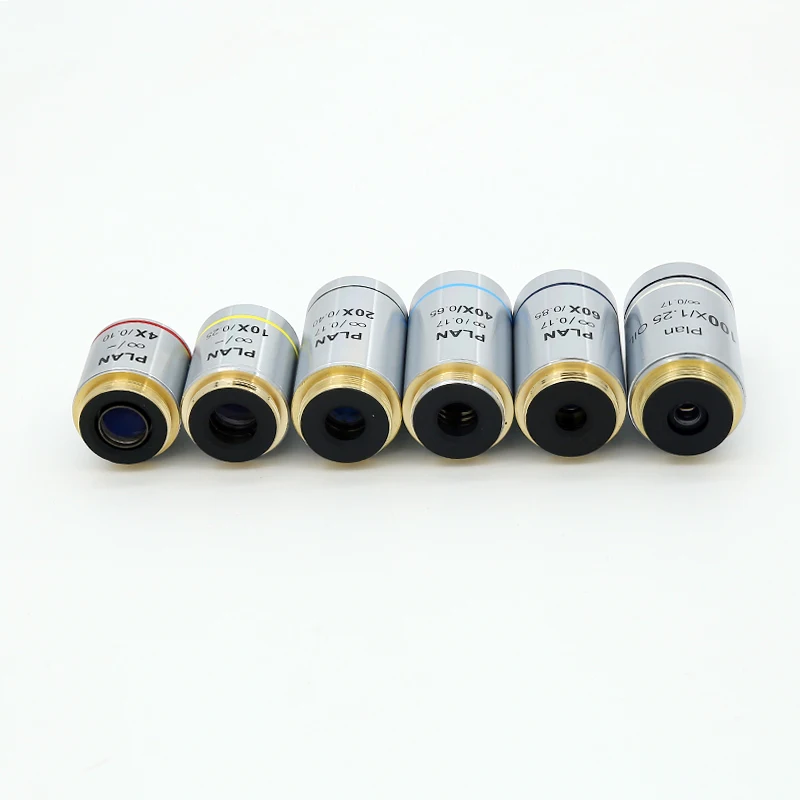 

195 type microscope objective lens 4X10X20X40X 60X100X plan infinity achromatic professional objective lens