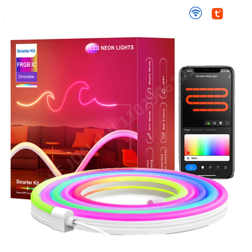 RGB Neon Strip 36W WIFI Smart LED Neon Rope Light DIY Shape APP Control TV Backlight Game Room Bedroom Decorative Ambient Light
RGB Neon Strip 36W WIFI Smart LED Neon Rope Light DIY Shape APP Control TV Backlight Game Room Bedroom Decorative Ambient Light