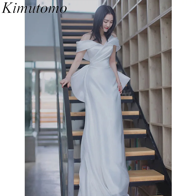 Kimutomo Boat Neck Satin Dresses for Women Chic Design Evening Dress 2022 Elegant for Wedding Big Bow Maxi White Vestidos
Kimutomo Boat Neck Satin Dresses for Women Chic Design Evening Dress 2022 Elegant for Wedding Big Bow Maxi White Vestidos