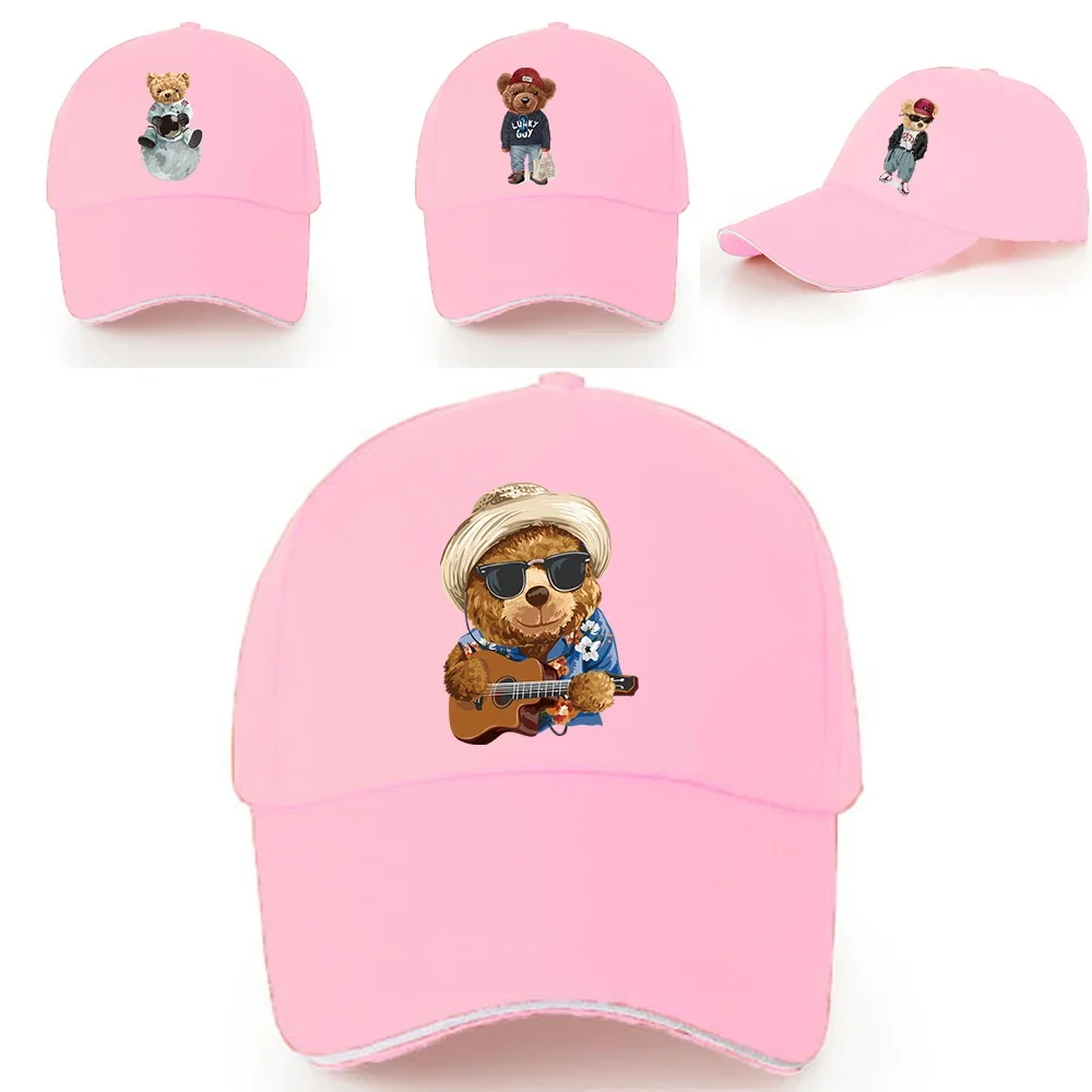 

Кепка бейсболки Регулируемые спортивные летние шляпы от солнца серия с рисунком медведя хип-хоп Снэпбэк кепки симпатичная розовая Милая Стильная кепка
