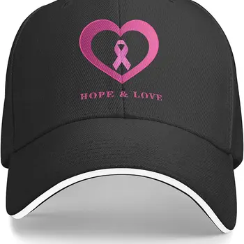 Hope & Love Breast Cancer Awareness Baseball Cap Men Women Adjustable Plain Dad Hats Low Profile Solid Ball Cap Black