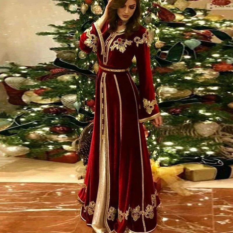 Private Custom Arabic Evening Dress V-Neck Appliques Gold Lace Beaded Moroccan Caftan Long Sleeve Mermaid Burgundy Prom Gown
Private Custom Arabic Evening Dress V-Neck Appliques Gold Lace Beaded Moroccan Caftan Long Sleeve Mermaid Burgundy Prom Gown