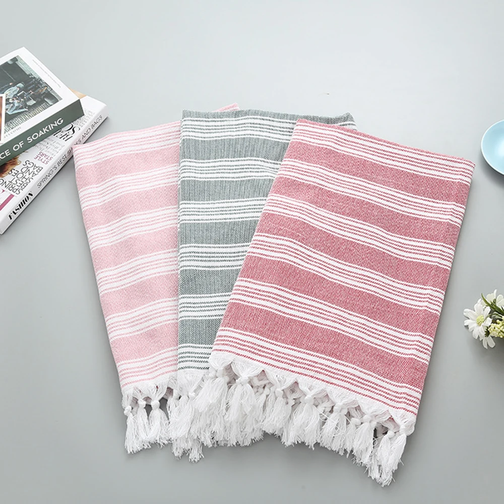 

Yarn-Dyed Beach Towel Turkish Cotton Striped Fringed Beach Towels Bath Towel Sunscreen Shawl