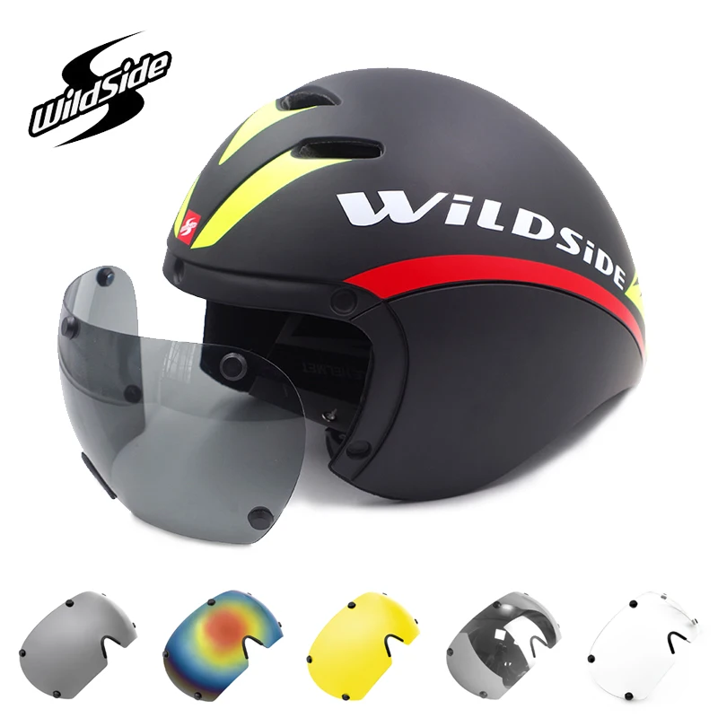 

Road Racing Bike Helmets with Magnetic Lens TT Cycling Helmet for Men's Bicycle Integrally-Molded PC+EPS Safety Casco Ciclismo