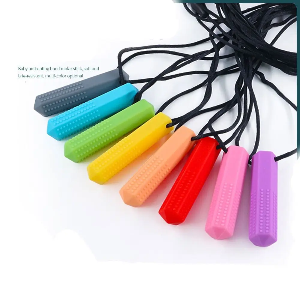 

2pcs Silicone Chewing for Autism ADHD Biting Teether Necklace Teething Toys Chewy Pendant Sensory Chew
