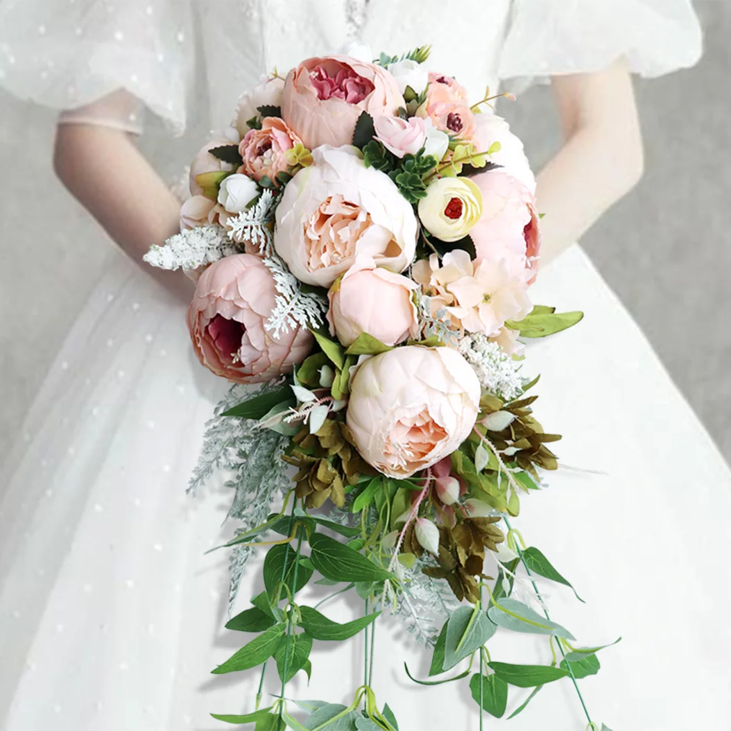 

Свадебный букет подружки невесты, розовые шелковые цветы ручной работы, Искусственные Свадебные украшения