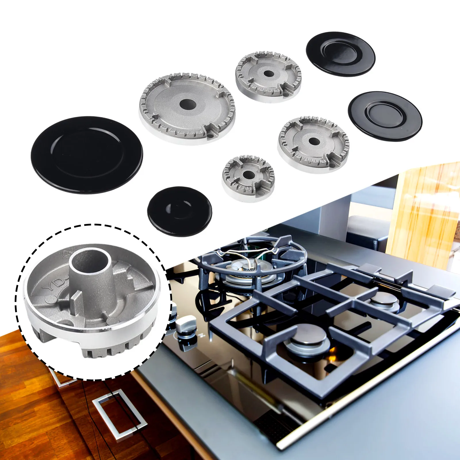 

1Set Cookware Hat Set Stove Lid Upgraded Gas Burner Fits Most Gas Stove Burners Stove Cookware Parts Kitchen,Dining Bar Tools