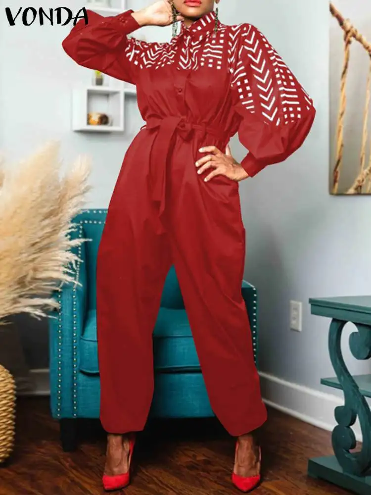 Vintage Autumn Playsuits VONDA Printed Long Jumpsuits Women 2023 Long Sleeve Lapel Elegant Romper Buttons Casual Dungaree Belted
Vintage Autumn Playsuits VONDA Printed Long Jumpsuits Women 2023 Long Sleeve Lapel Elegant Romper Buttons Casual Dungaree Belted