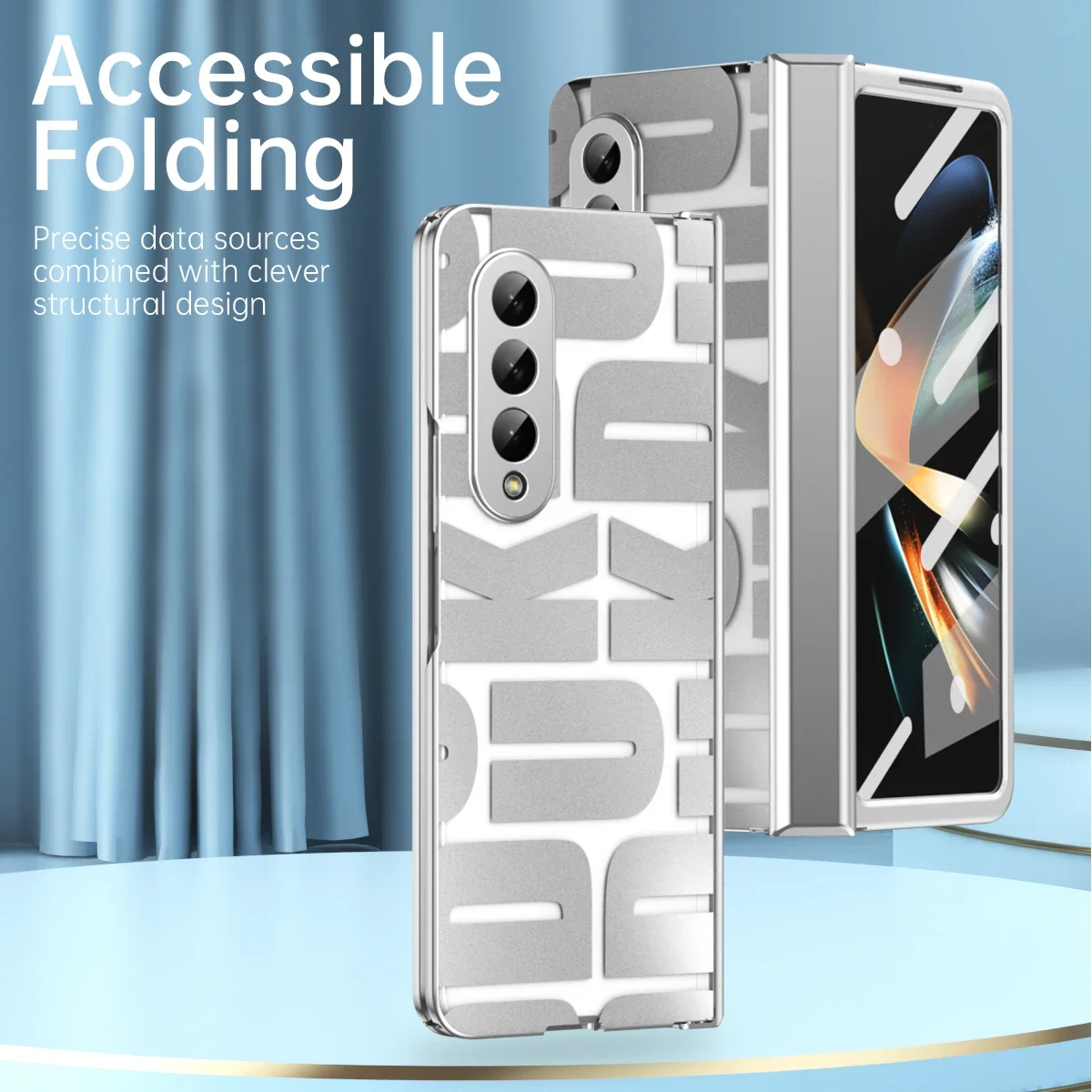 

Z Fold 4 New Tidal current electroplated Hinge Folding Case For Samsung Galaxy Z Fold 2 3 4 5G with Screen Protector film Cover