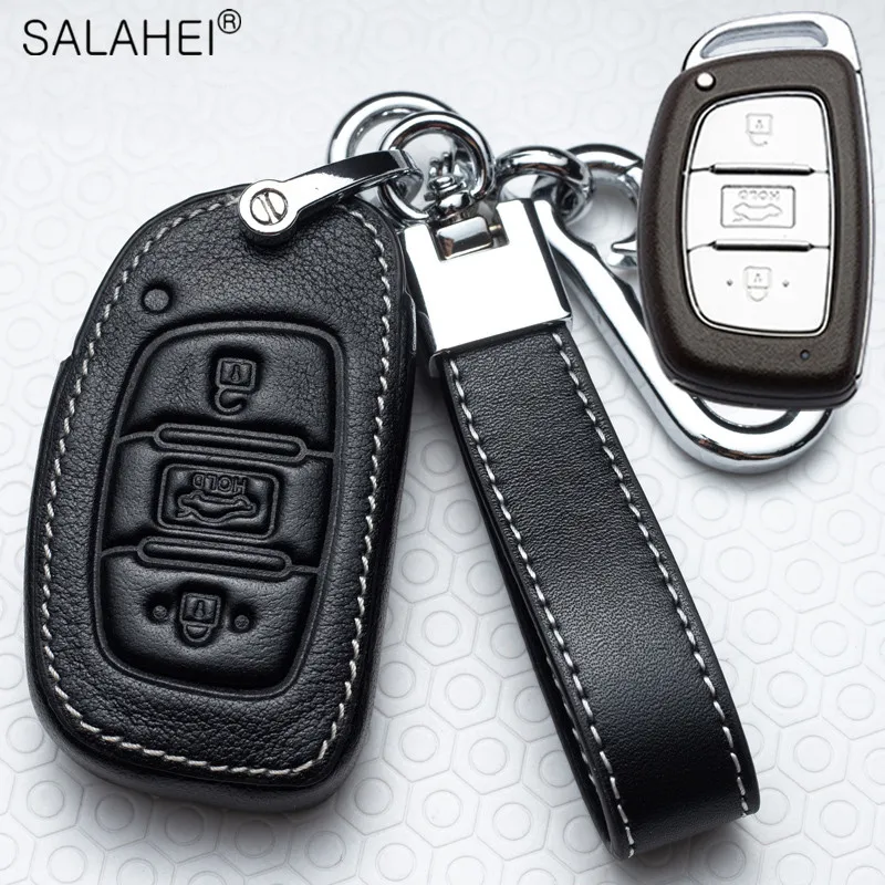 

Leather Car Key Case Cover Holder For Hyundai Tucson Sonata Santa Fe Creta ix25 ix35 i10 i20 Verna Solaris Mistra Elantra Accent