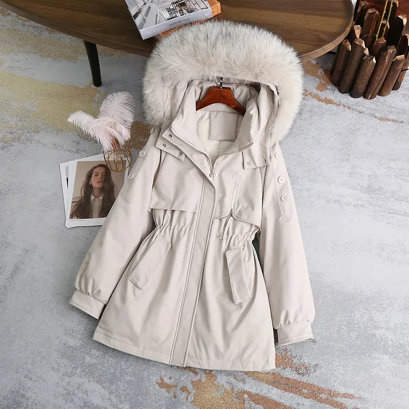 

2023 Down Coats Winter Fashion Women's Multi-Functional Zipper Down Jacket and Stylish Parka for Fur Collar Waisted Jacket