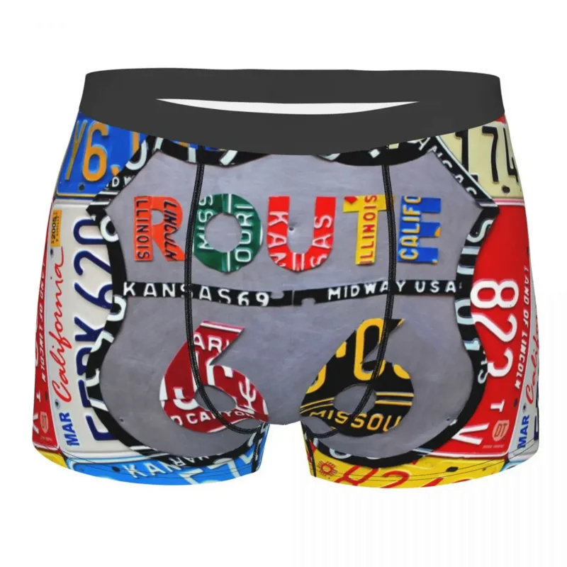 

Custom Main Street Of America Boxers Shorts Men's Route 66 License Plate Art Briefs Underwear Fashion Underpants