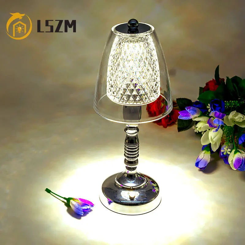 Creative Crystal Table Lamp LED Touch Dimming Desk Lamp Portable Eye-protection LED Night Light Resturant Gold Decorative Light
Creative Crystal Table Lamp LED Touch Dimming Desk Lamp Portable Eye-protection LED Night Light Resturant Gold Decorative Light