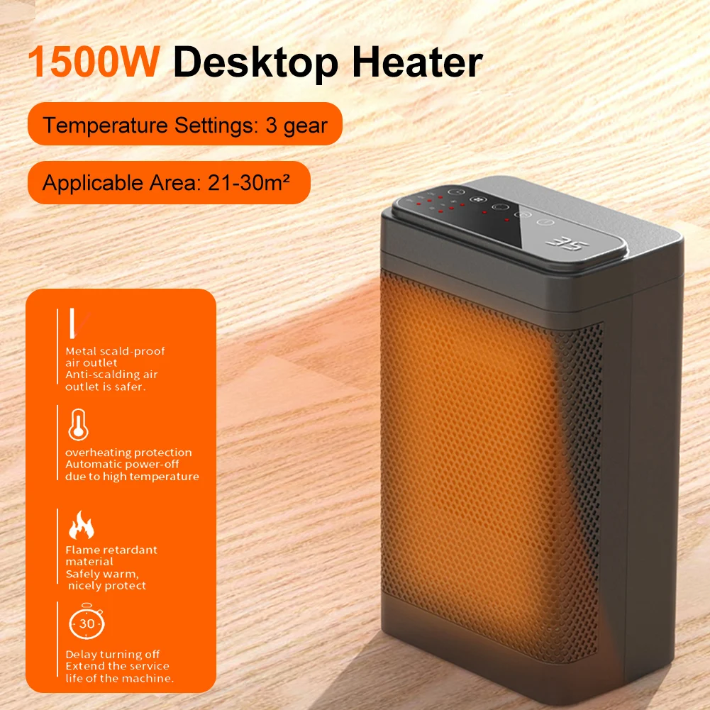 Desktop Electric Heater 1500W Fast Heating 3 Temperature Settings Heater With Tip-Over Overheating Protection Function For Home
Desktop Electric Heater 1500W Fast Heating 3 Temperature Settings Heater With Tip-Over Overheating Protection Function For Home